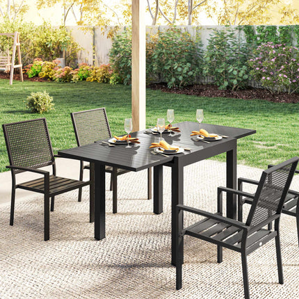 Masă extensibilă de terasă, aluminiu, 80-160 cm, 6 locuri