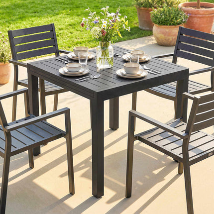 Masă extensibilă de terasă, aluminiu, 80-160 cm, 6 locuri