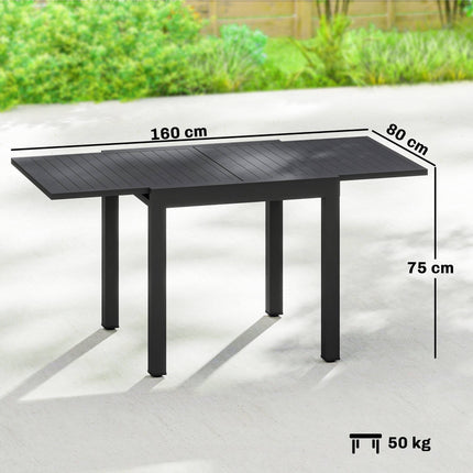 Masă extensibilă de terasă, aluminiu, 80-160 cm, 6 locuri