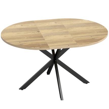 Masă rotundă extensibilă pentru 4-6 persoane, 100-135 cm, finisaj lemn