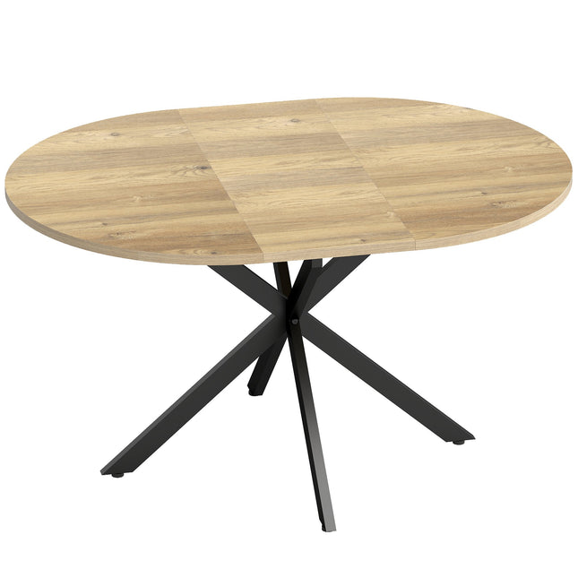 Masă rotundă extensibilă pentru 4-6 persoane, 100-135 cm, finisaj lemn