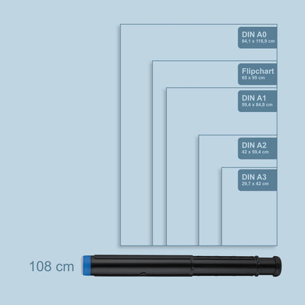 Tub telescopic extensibil pentru postere cu curea