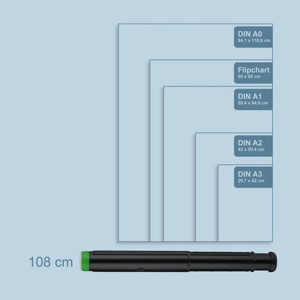 Tub telescopic extensibil pentru postere cu curea
