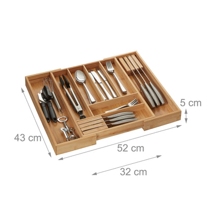 Tava extensibila pentru tacamuri din bambus