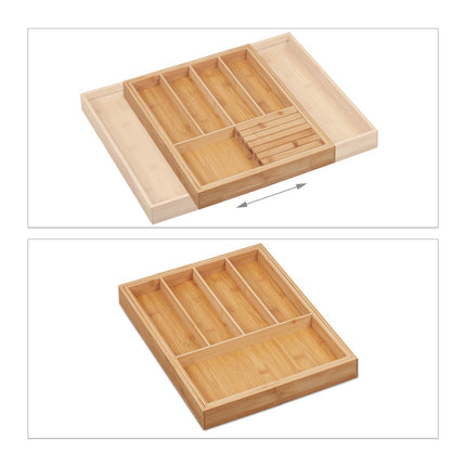 Tava extensibila pentru tacamuri din bambus