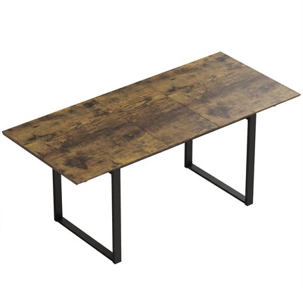 Extending Dining Table 140-180 cm for 6-8 People, Tiger Wood Look, Steel Frame