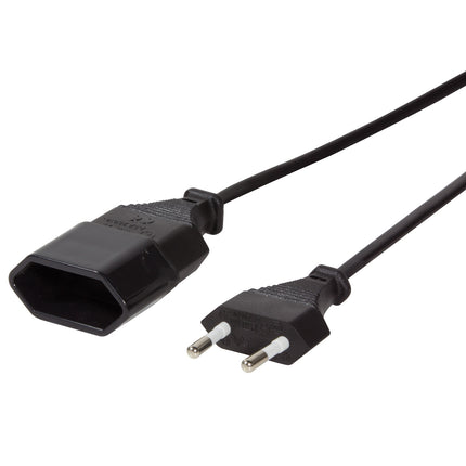 Extension cable Ungrounded Euro Black 3m