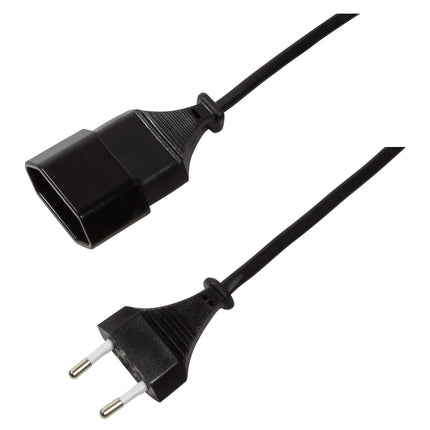 Extension cable Ungrounded Euro Black 3m
