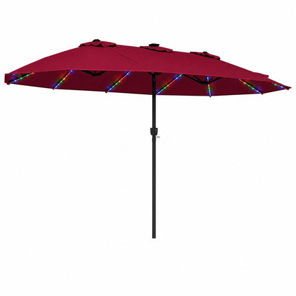 Umbrelă de terasă extra mare, 4,5 m, roșie, 144 de lumini LED