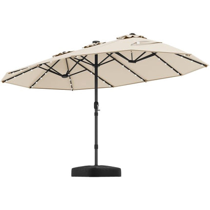 Umbrelă de terasă extra-mare cu lumini LED solare, bej