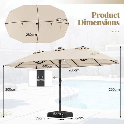 Umbrelă de terasă extra-mare cu lumini LED solare, bej