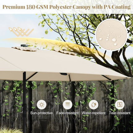 Umbrelă de terasă extra-mare cu lumini LED solare, bej