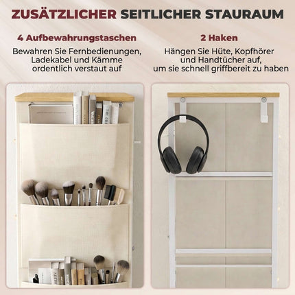 Fabric Chest of Drawers with 8 Drawers, Steel Frame, 4 Side Pockets, Beige