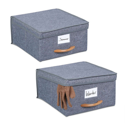 Cutii de depozitare din stofa cu capace, set de 2, pliabile