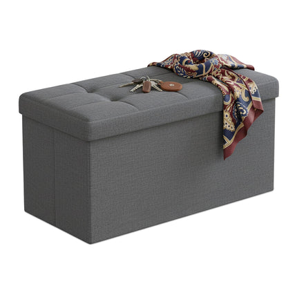 Bancă de depozitare tapițată cu material textil – pliabilă, pentru două persoane