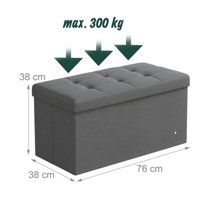 Bancă de depozitare tapițată cu material textil – pliabilă, pentru două persoane
