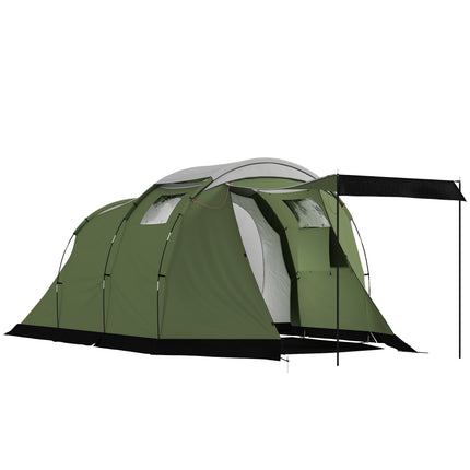 Cort de camping pentru familie, 3-4 persoane, impermeabil 3000 mm, verde