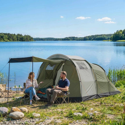 Cort de camping pentru familie, 3-4 persoane, impermeabil 3000 mm, verde