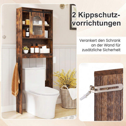 Dulap de depozitare deasupra toaletei, stil Farmhouse, maro rustic, 170 cm