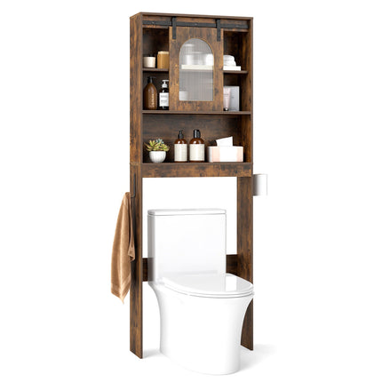 Dulap de depozitare deasupra toaletei, stil Farmhouse, maro rustic, 170 cm