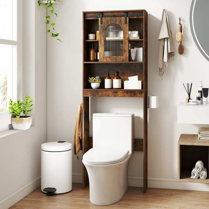 Dulap de depozitare deasupra toaletei, stil Farmhouse, maro rustic, 170 cm