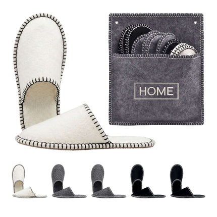 Set de papuci de oaspeți din fetru, 6 perechi, gri, antiderapanți, unisex