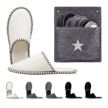 Set de papuci de oaspeți din fetru, 6 perechi, gri, antiderapanți, unisex