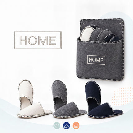 Set de papuci de oaspeți din fetru, 6 perechi, gri, antiderapanți, unisex