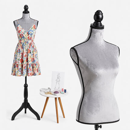 Rochie de damă 36/38 catifea, gri deschis, suport reglabil