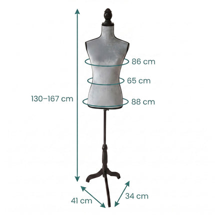 Rochie de damă 36/38 catifea, gri deschis, suport reglabil