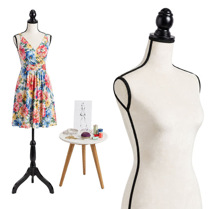 Manechin din catifea reglabil, formă de rochie feminină - alb
