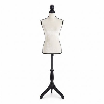 Manechin din catifea reglabil, formă de rochie feminină - alb