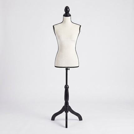 Manechin din catifea reglabil, formă de rochie feminină - alb