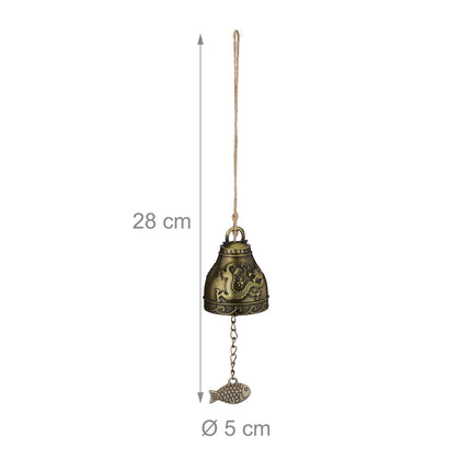 Set de clopote Feng Shui, 4x clopote cu simboluri norocoase