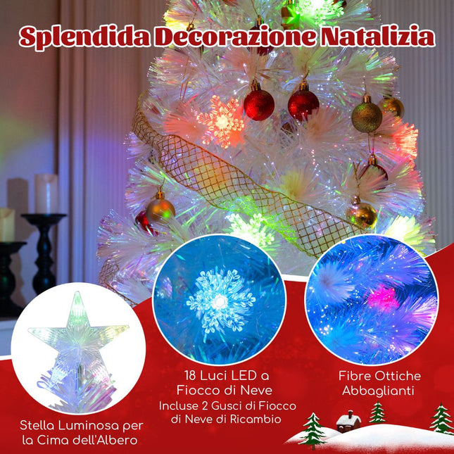 Brad de Crăciun cu fibră optică 120 cm, lumini LED, vârf în formă de stea