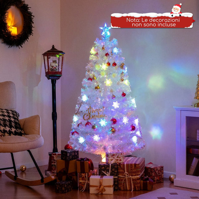 Brad de Crăciun cu fibră optică 150 cm, 24 LED-uri, vârf stea