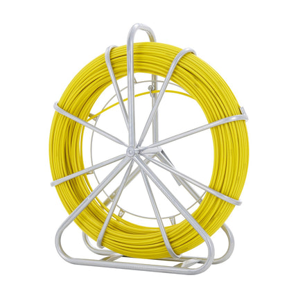 Fiberglass Fish Tape 200 m, 6.35 mm, Steel Reel, 3 Heads