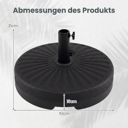 Bază de umbrelă umplubilă, 22L/25kg, compatibilă cu tije de 38/48mm