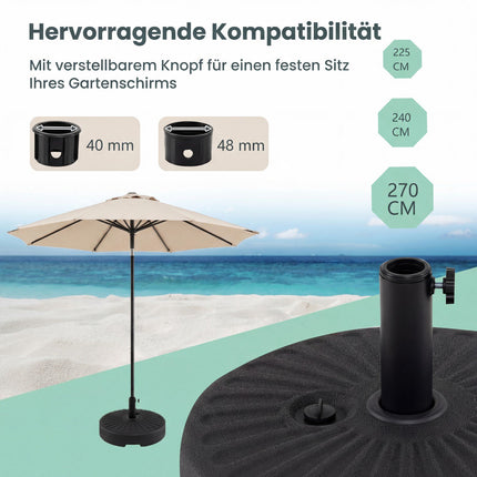 Bază de umbrelă umplubilă, 22L/25kg, compatibilă cu tije de 38/48mm