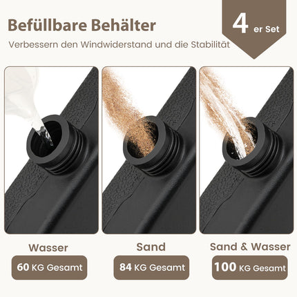 Bază de umbrelă umplubilă, 60L/84kg, neagră, HDPE, 4 farfurii