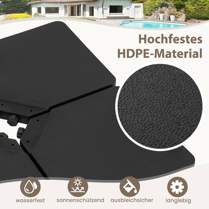 Bază de umbrelă umplubilă, 60L/84kg, neagră, HDPE, 4 farfurii