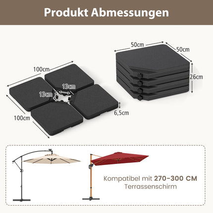 Bază de umbrelă umplubilă, 60L/84kg, neagră, HDPE, 4 farfurii