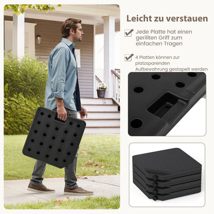 Bază de umbrelă umplubilă, 60L/84kg, neagră, HDPE, 4 farfurii