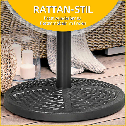 Bază de umbrelă umplubilă, stil ratan, potrivită pentru tije de 38-48 mm