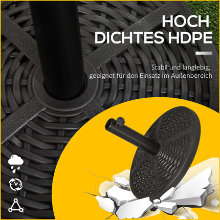 Bază de umbrelă umplubilă, stil ratan, potrivită pentru tije de 38-48 mm