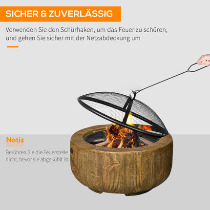 Steel Fire Pit Bowl with lid & poker for garden camping