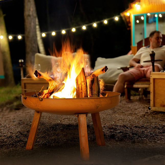 Iron Garden Fire Bowl - Rust finish, 71x60x36cm, including poker