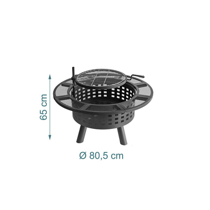 Focar cu grătar rotativ la 360° și capac