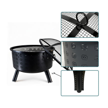 Focar cu grătar – model diamantat, negru