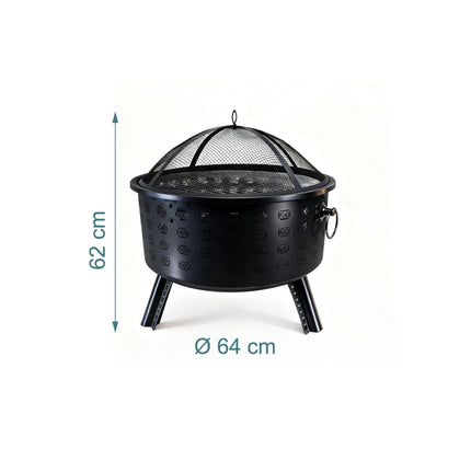Focar cu grătar – model diamantat, negru